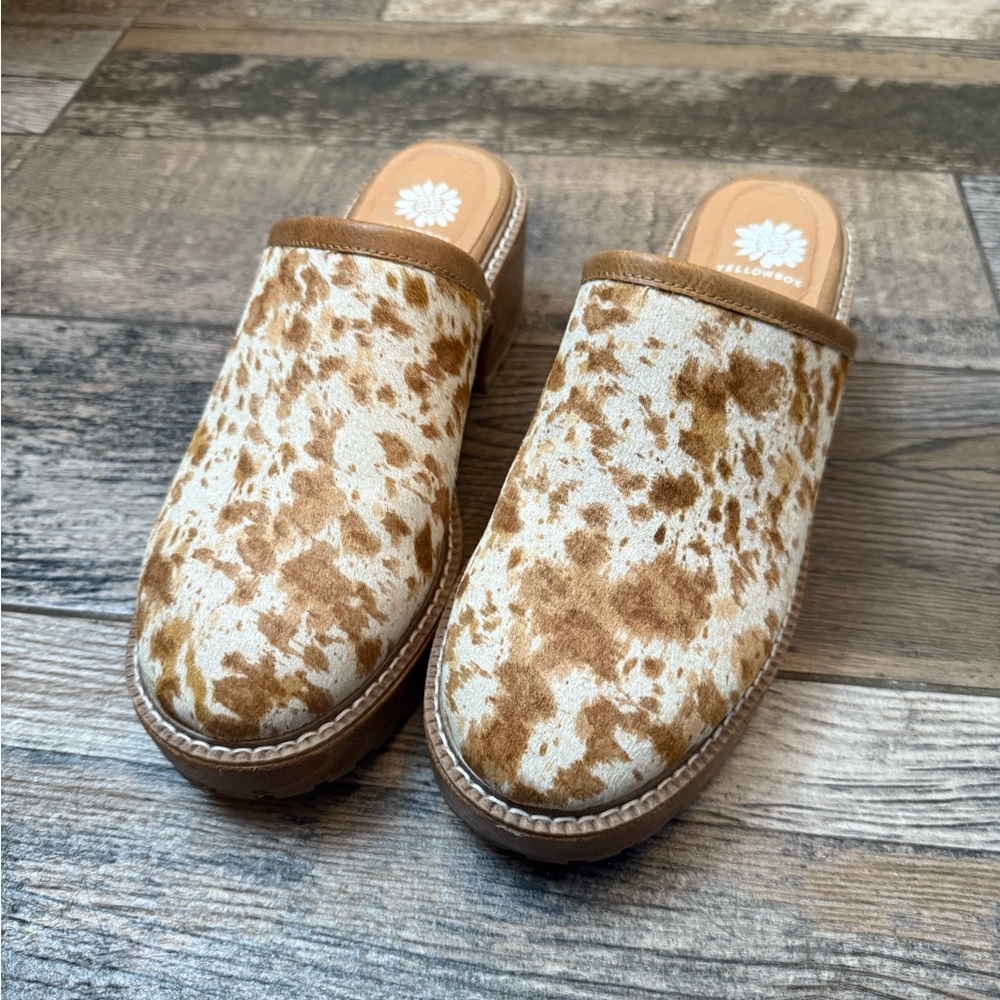 Brown and Cream Slip-On Clogs